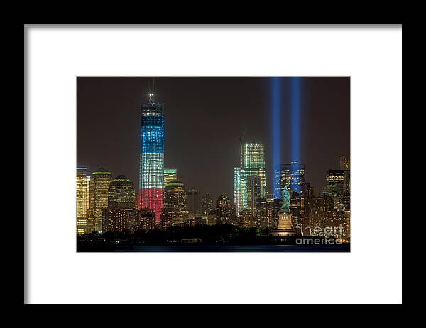 Clarence Holmes Framed Print featuring the photograph Tribute in Light XIII by Clarence Holmes