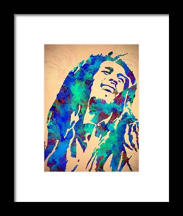 Bob Marley Framed Print featuring the painting Tribute To Bob Marley watercolor painting by Georgeta Blanaru