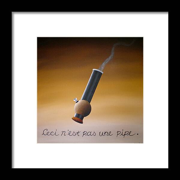 Pipe Framed Print featuring the painting Tribute To Magritte by Ric Nagualero
