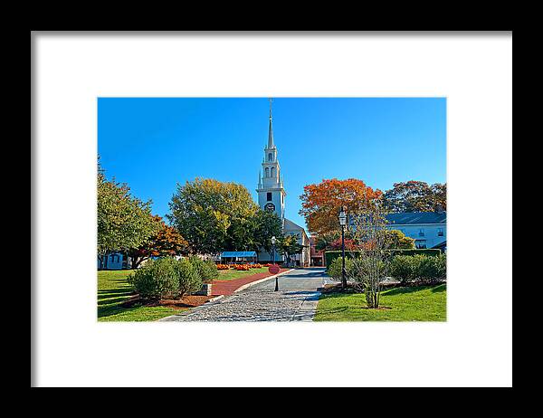 Newport Framed Print featuring the photograph Trinity Church in Queen Anne Square in Newport by Mitchell R Grosky