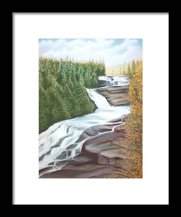 Landscape Framed Print featuring the pastel Triple Falls by Stacy C Bottoms