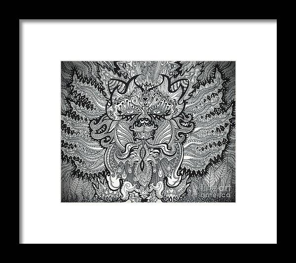 Cat Framed Print featuring the drawing Trippy Kitty by Baruska A Michalcikova
