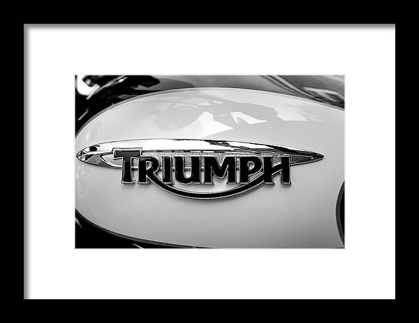 Motorcycle Framed Print featuring the photograph Triumph fuel tank by Steve Gravano