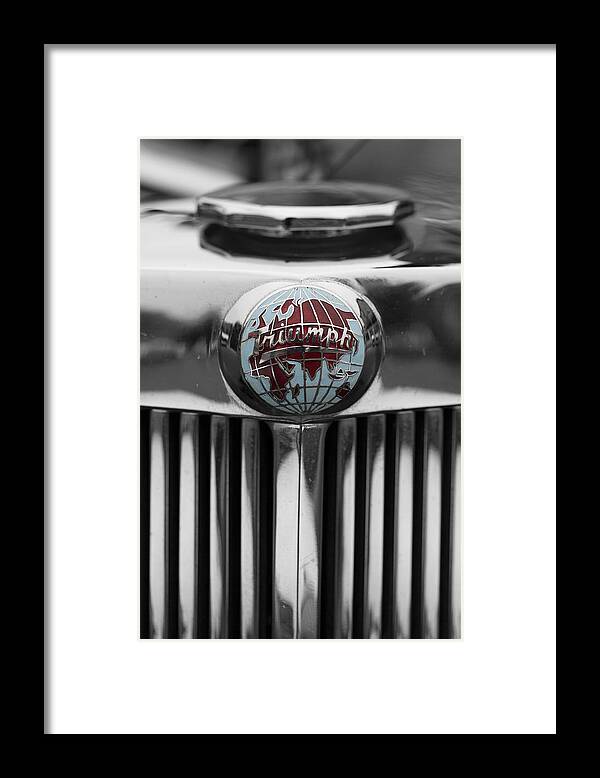 Triumph Framed Print featuring the photograph Triumph Roadster Emblem Selective Color by Scott Campbell