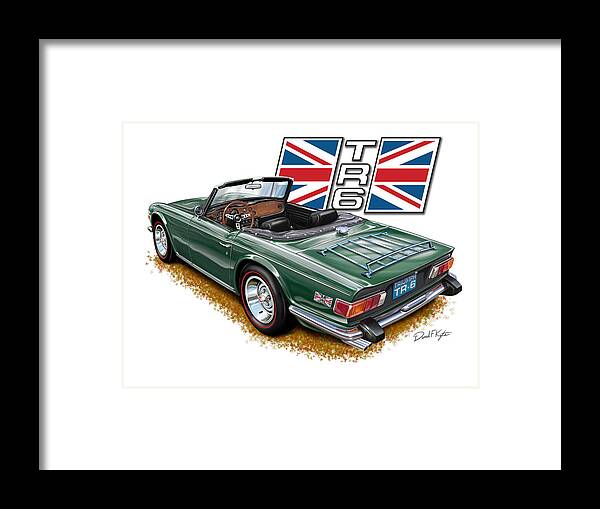 Triumph Framed Print featuring the digital art Triumph TR-6 British Racing Green by David Kyte