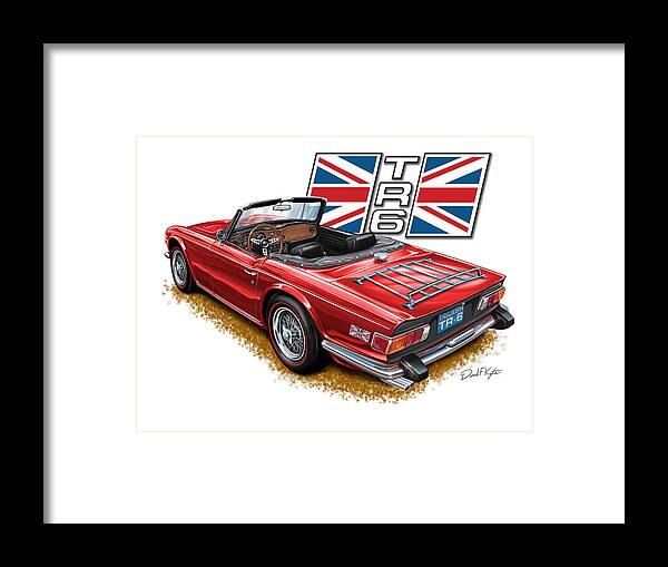 Triumph Framed Print featuring the digital art Triumph TR-6 Red wire wheels by David Kyte