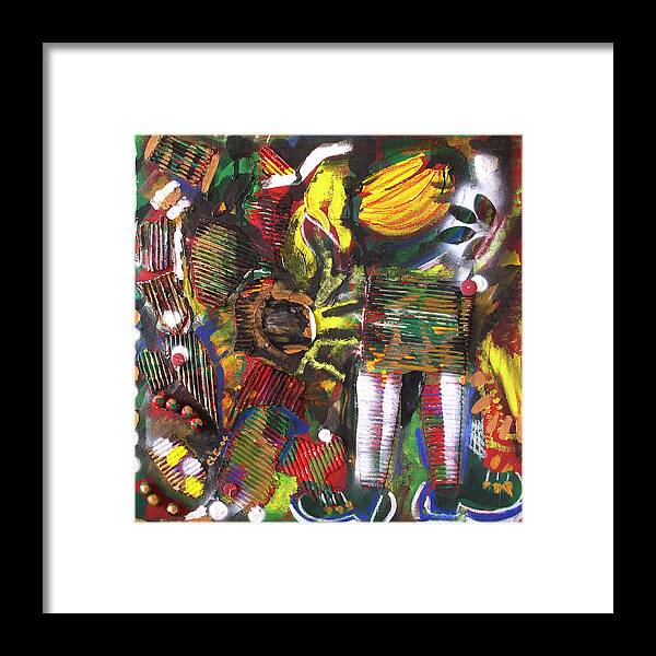 Contemporary Primitive Art Framed Print featuring the painting Tropical Dream I by Cleaster Cotton