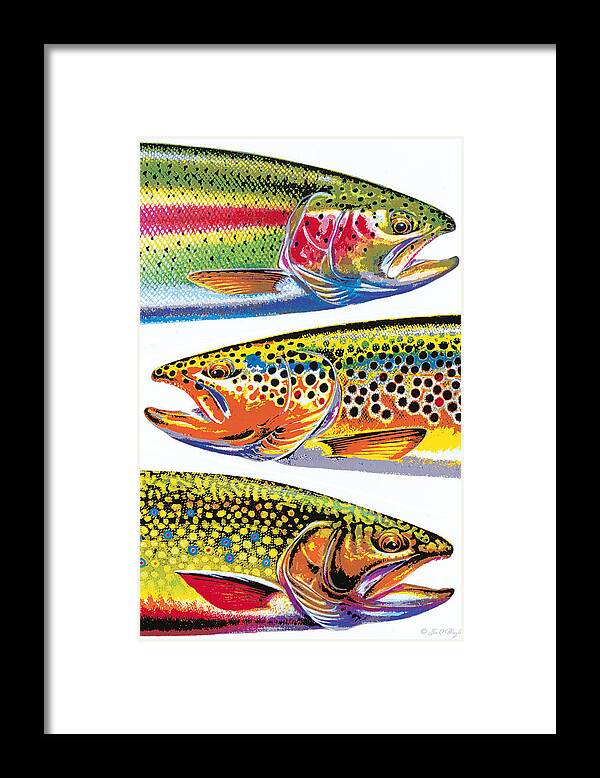 Jon Q Wright Framed Print featuring the painting Trout Abstraction by JQ Licensing