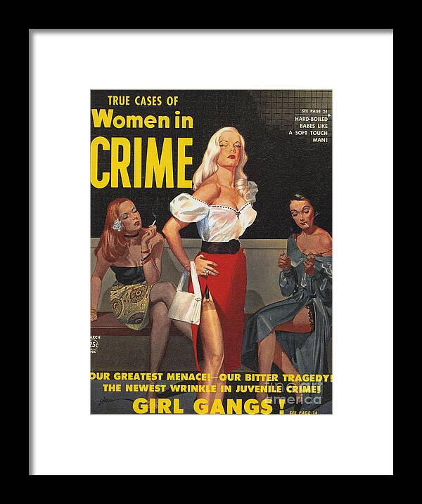 American Framed Print featuring the drawing True Cases Of Women In Crime 1950 by The Advertising Archives