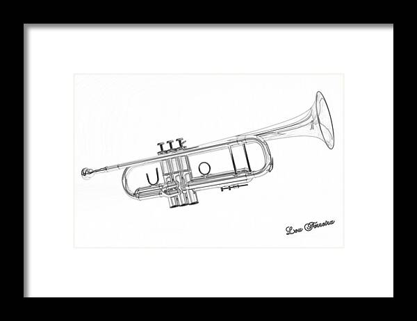 Trumpet Framed Print featuring the digital art Trumpet Sketch by Louis Ferreira