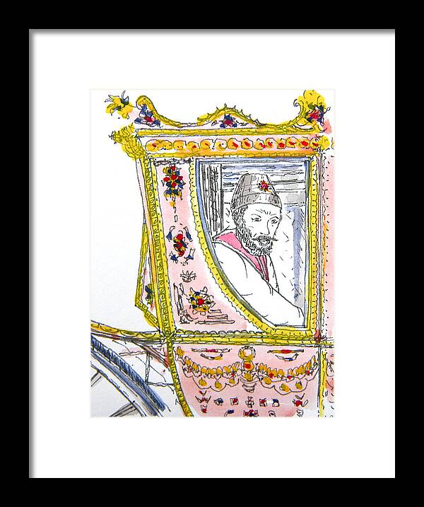 Maiden Wiser Than The Tsar Framed Print featuring the drawing Tsar in Carriage by Marwan George Khoury