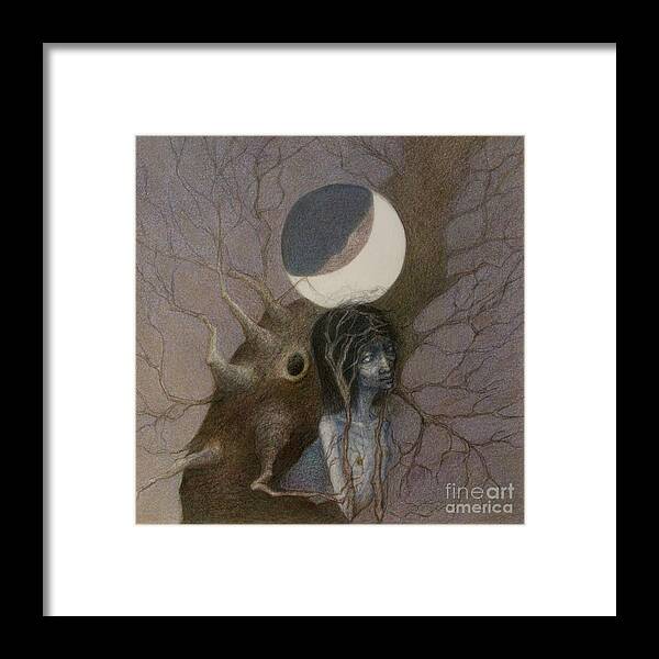 Moon Framed Print featuring the drawing Tsuki No Ne by Chiyuky Itoga