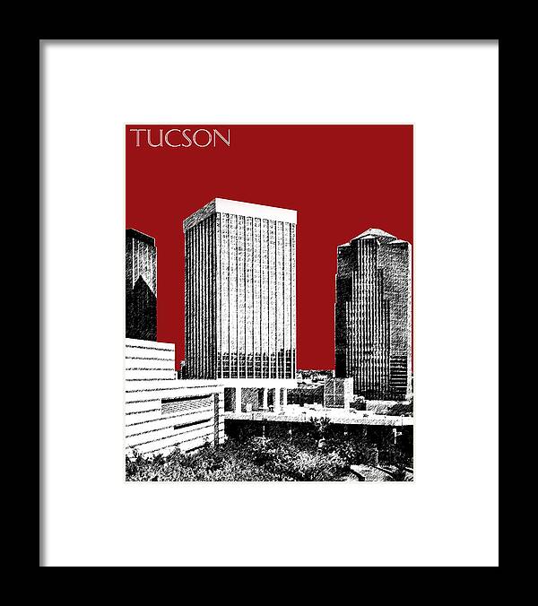 Architecture Framed Print featuring the digital art Tucson Skyline 1 - Dark Red by DB Artist