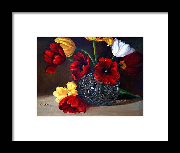 Tulips Framed Print featuring the painting Tulips In Crystal by Karen Mattson