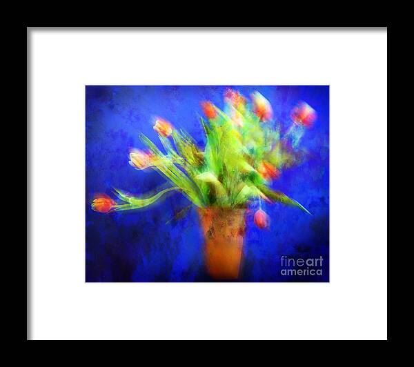 Abstract Framed Print featuring the photograph Tulips in the Blue by Edmund Nagele FRPS