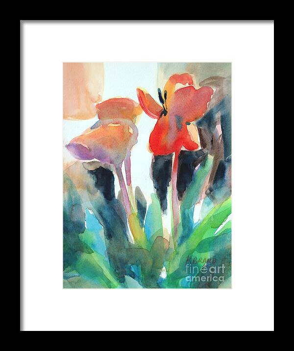 Painting Framed Print featuring the painting Tulips Together by Kathy Braud
