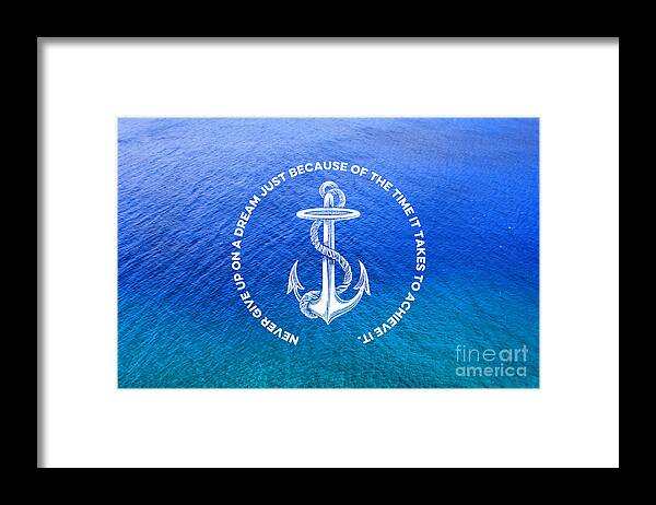 Anchor Framed Print featuring the photograph Turquoise Blue Tropical Sea with Vintage White Anchor by Beverly Claire Kaiya