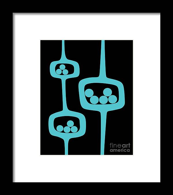 Abstract Framed Print featuring the digital art Turquoise Pods 2 by Donna Mibus