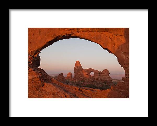Moab Wall Art Framed Print featuring the photograph Turret Arch and North Window - Arches National Park - Utah by Gregory Ballos