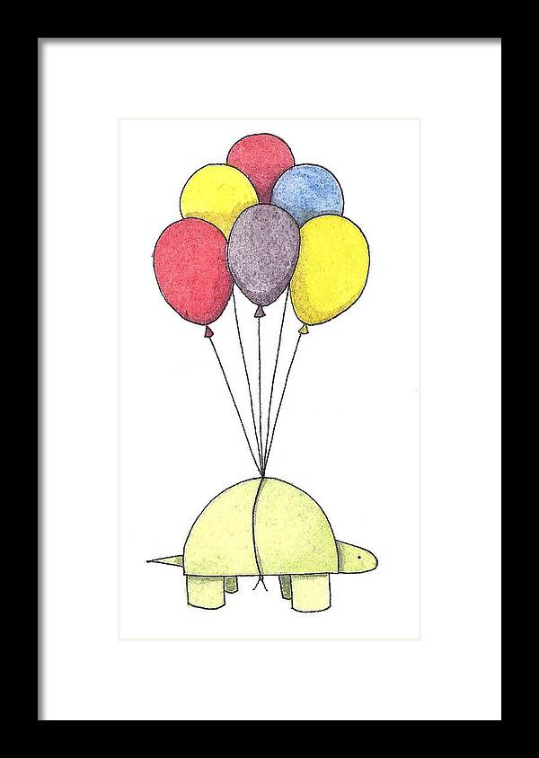 Turtle Framed Print featuring the painting Turtle Balloon by Christy Beckwith