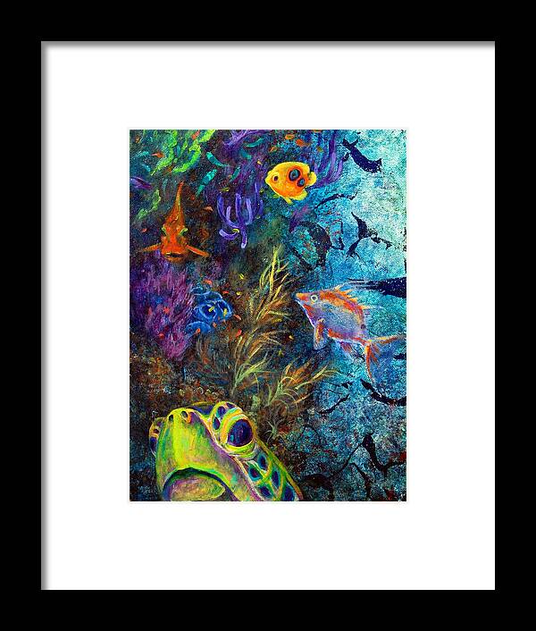 Sea Turtle Framed Print featuring the painting Turtle Wall 3 by Ashley Kujan