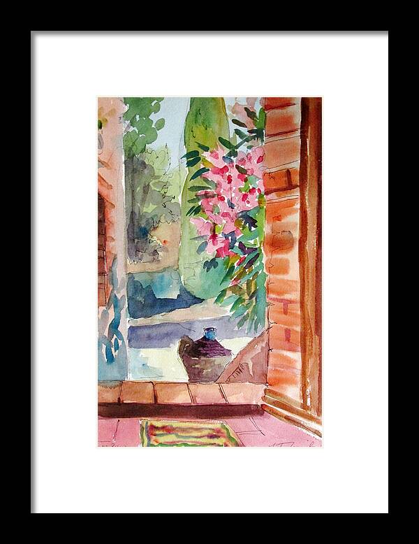 Italy Framed Print featuring the painting Tuscan Doorway by Linda Novick