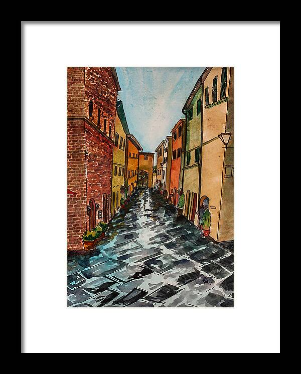 Tuscany Framed Print featuring the painting Tuscan Town by Lee Stockwell