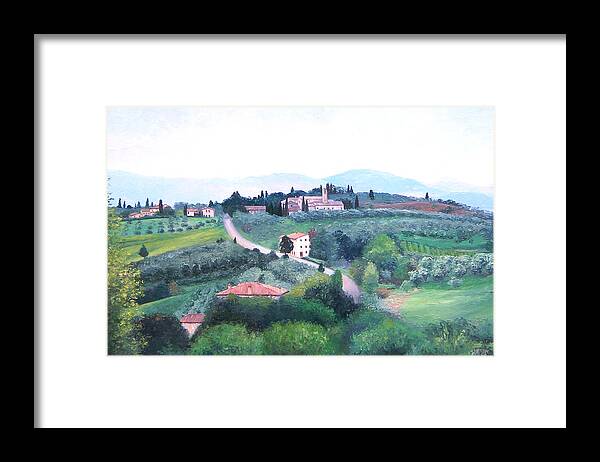 Tuscany Framed Print featuring the painting Tuscany Landscape by Jan Matson