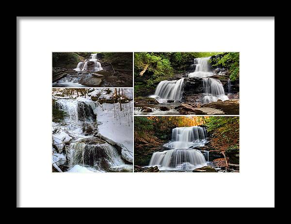 Collage Framed Print featuring the photograph Tuscarora Falls In Every Season by Gene Walls
