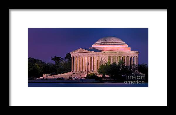 Jefferson Memorial Framed Print featuring the photograph Twilight at the Jefferson Memorial by Jerry Fornarotto