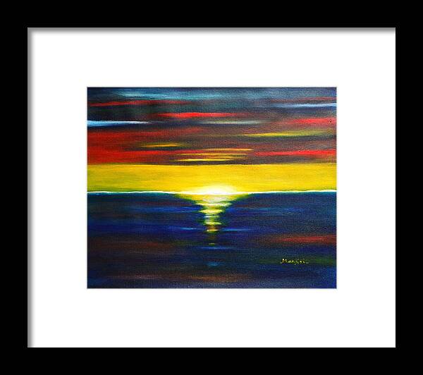 Twilight Framed Print featuring the painting Twilight Sunset by Manjiri Kanvinde