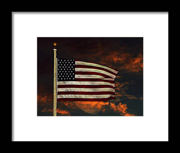 Flag Framed Print featuring the photograph Twilight's Last Gleaming by David Dehner