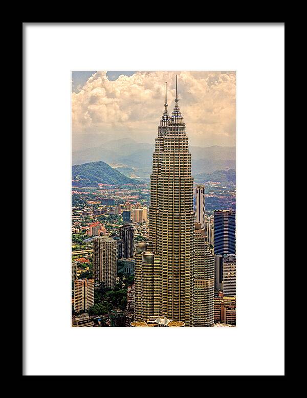 Travel Framed Print featuring the photograph Twin Towers of Kuala Lampor by Linda Phelps
