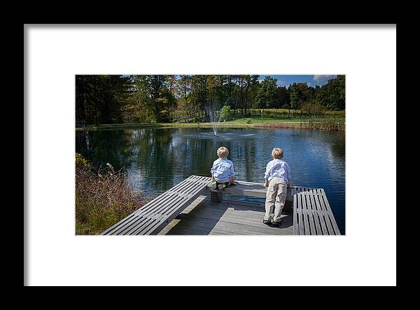 2013 Framed Print featuring the photograph Twins at Pond by Monroe Payne