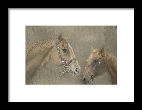 Horse Framed Print featuring the digital art Two Amigos by Linda Blair
