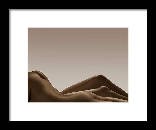 Curve Framed Print featuring the photograph Two Female Naked Bodies by Jonathan Knowles
