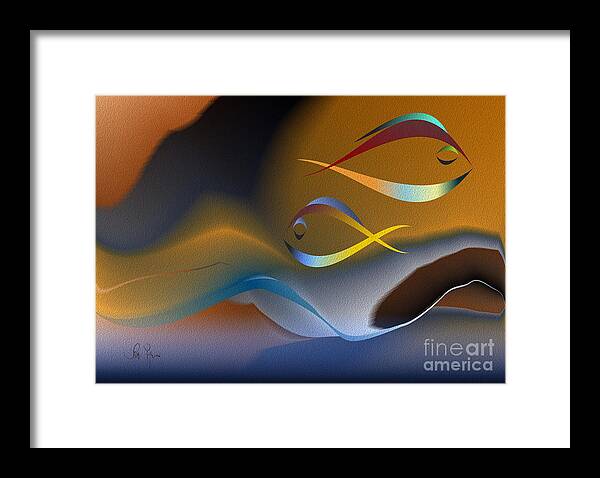Fishes Framed Print featuring the digital art Two Fish by Leo Symon