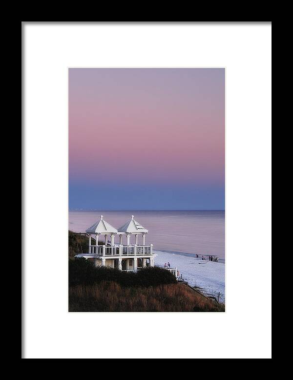 Gazebo Framed Print featuring the photograph Two for Joy - Twin Gazebos at Twilight by Photography By Sai