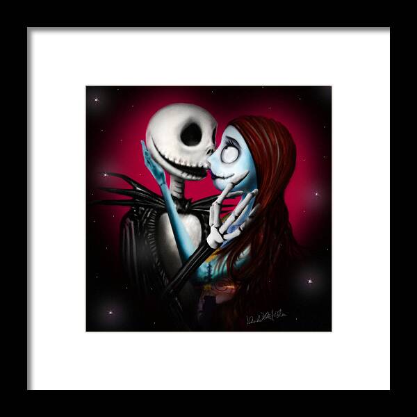 Jack Skeletron Framed Print featuring the digital art Two in one heart by Alessandro Della Pietra