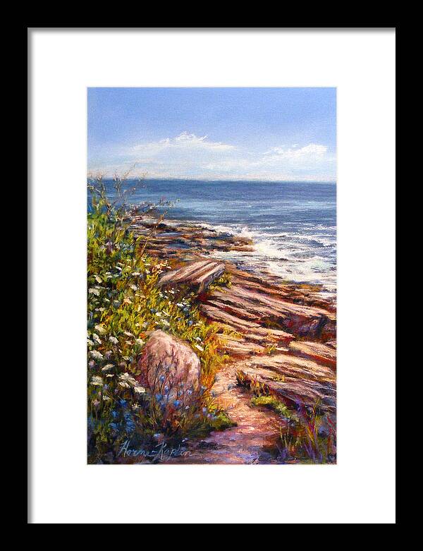 State Parks Framed Print featuring the pastel Two Lights State Park by Denise Horne-Kaplan
