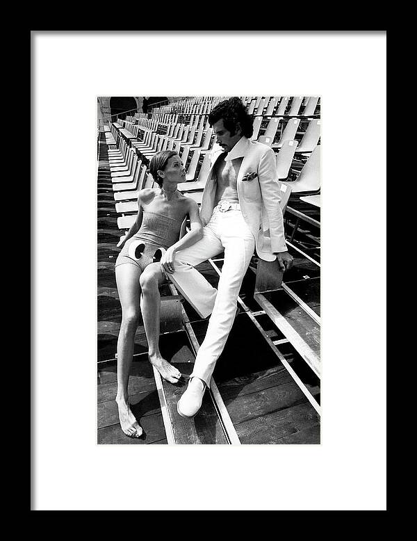 Fashion Framed Print featuring the photograph Two Models Wearing 1970s Style Clothing by Eva Sereny
