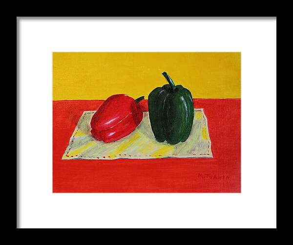Peppers Framed Print featuring the painting Two Peppers by Melvin Turner