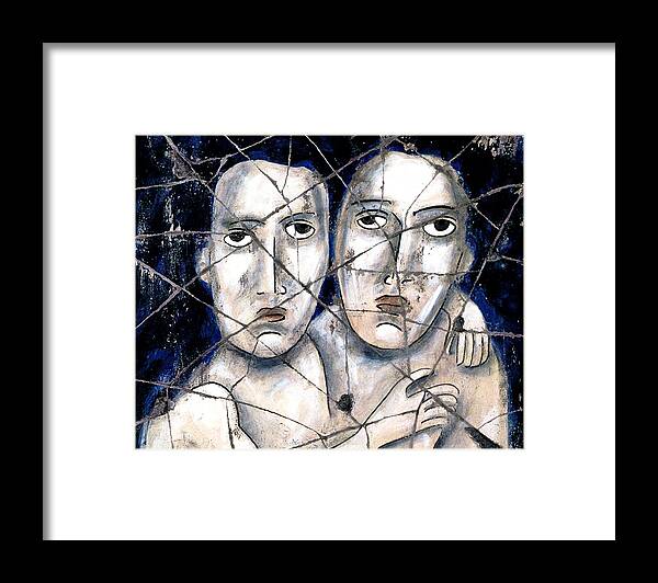 Couples Framed Print featuring the painting Two Souls - Study No. 1 by Steve Bogdanoff