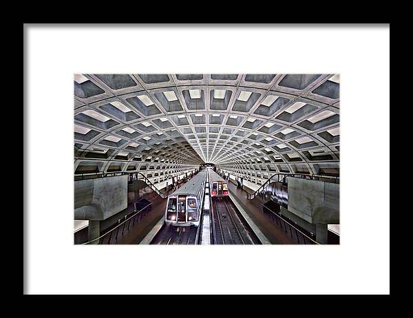 Subway Framed Print featuring the photograph Two Subway Trains, Washington Metro by Caroline Purser