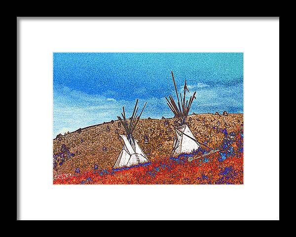 American Indian Framed Print featuring the photograph Two Teepees by Kae Cheatham