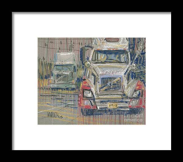 Volvos Framed Print featuring the painting Two Volvos by Donald Maier