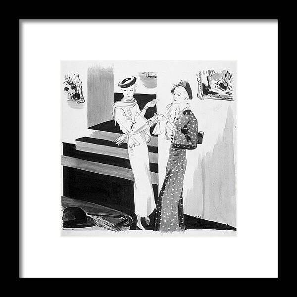 Art Framed Print featuring the digital art Two Women Applying Their Makeup by Jean Pages