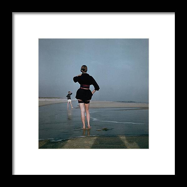 Fashion Framed Print featuring the photograph Two Women At A Beach by Serge Balkin