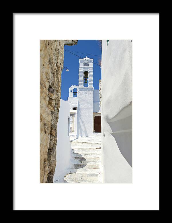 Architectural Feature Framed Print featuring the photograph Typical Greek Alley Of A Village by Joakimbkk