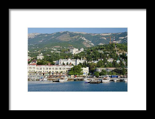 Black Framed Print featuring the photograph Ukraine, Yalta Black Sea View by Cindy Miller Hopkins